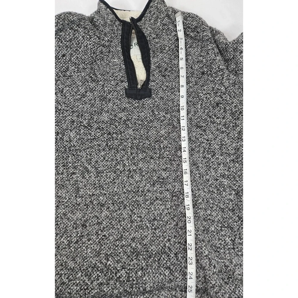 Orvis Classic Collection Men L Gray Sherpa Lined Quarter‎ Zip Pullover Sweater